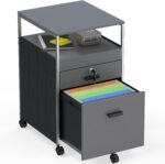 Rolling File Cabinet w/ 2 Drawers & Open Shelf, Gray
