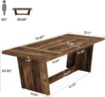 6FT All Wood Conference Table, 70.87" W x 31.5" D Rectangular Seminar Table for Meeting Room, Solid Executive Business Furniture Boardroom Desk for Office, Dark Brown - 图片 2