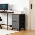 3-Drawer Mobile File Cabinet, Rolling Printer Stand, Vertical Filing Cabinet, Office Cabinet, Filing Cabinet for Home Office, A4/-Sized, Nonwovens Drawer, Gray and Rustic Brown - 图片 2