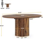 55.12 Inches Oval Conference Table, Rustic Wood Conference Meeting Room Table for 4-6 People, Small Seminar Table with Polygon Shaped Base for Break Room Office, Large Office Desk, Brown - 图片 2