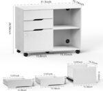 Storage Cabinet, Cabinet with Adjustable Shelves and 2 Lockable Casters, Sturdy File Cabinet for Home, Office, School, 3 Drawers, White - 图片 2