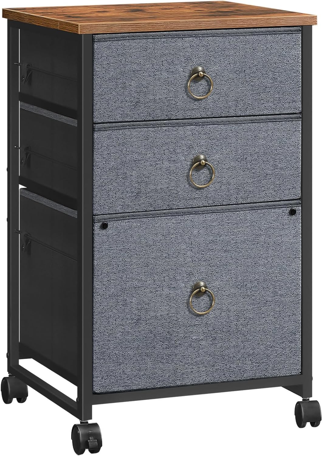 81C8nk3kRLL._AC_SL1500_.jpg 3-Drawer Mobile File Cabinet, Rolling Printer Stand, Vertical Filing Cabinet, Office Cabinet, Filing Cabinet for Home Office, A4/-Sized, Nonwovens Drawer, Gray and Rustic Brown - 图片 1