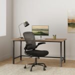 Ergonomic Office Chair, Mesh Home Office Desk Chair with Flip-up Arms and Lumbar Support, Height Adjustable, Swivel, Black - 图片 2