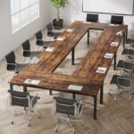 78.74-Inch Conference Table Set of 6, 19FT Conference Room Table, Large Rectangle Meeting Seminar Table Set for 16-22 Person, Long Business Tables (Only Table)