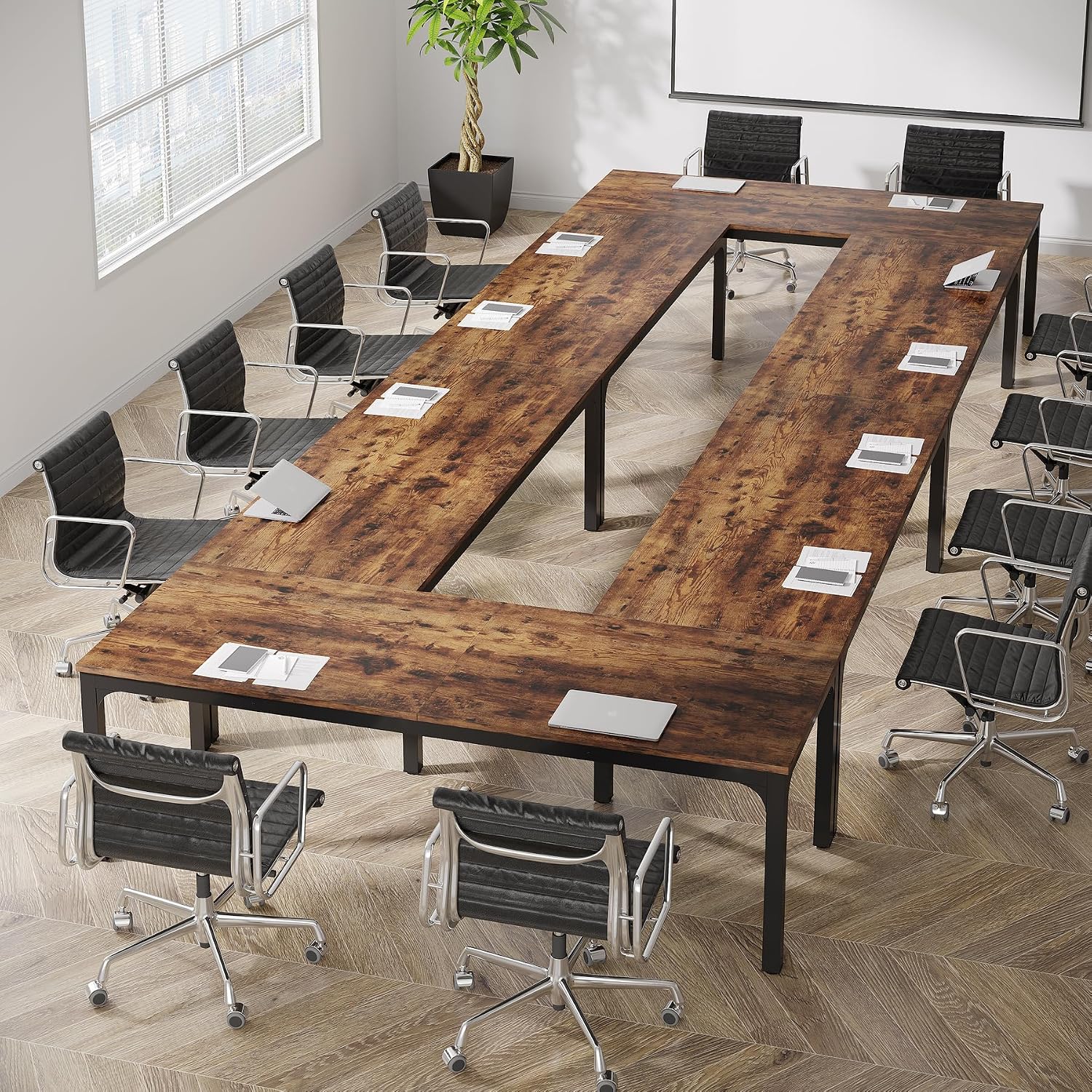 9157nTnm50L._AC_SL1500_.jpg 78.74-Inch Conference Table Set of 6, 19FT Conference Room Table, Large Rectangle Meeting Seminar Table Set for 16-22 Person, Long Business Tables (Only Table) - 图片 1